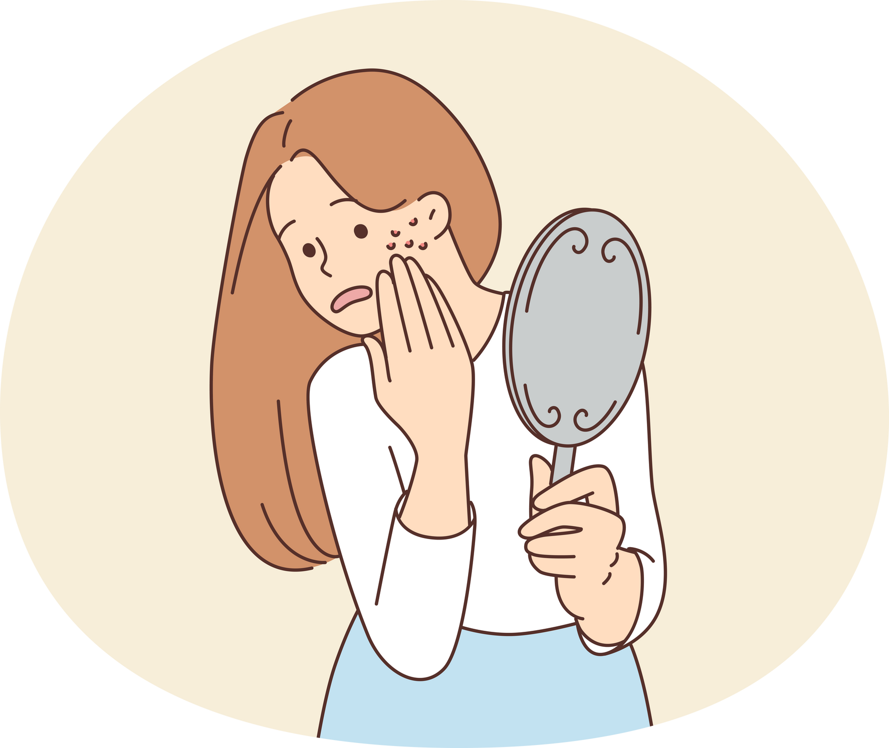 Stressed woman worried about acne