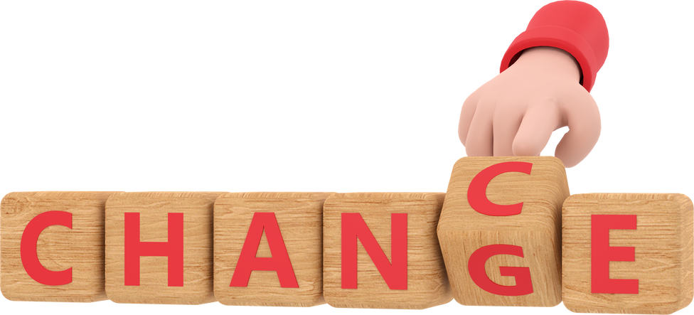 3d. Hand turns dice and changes the word "chance" to "change".